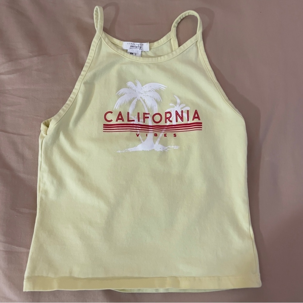Streetwear Society Yellow California Vibes Halter Crop Top​​